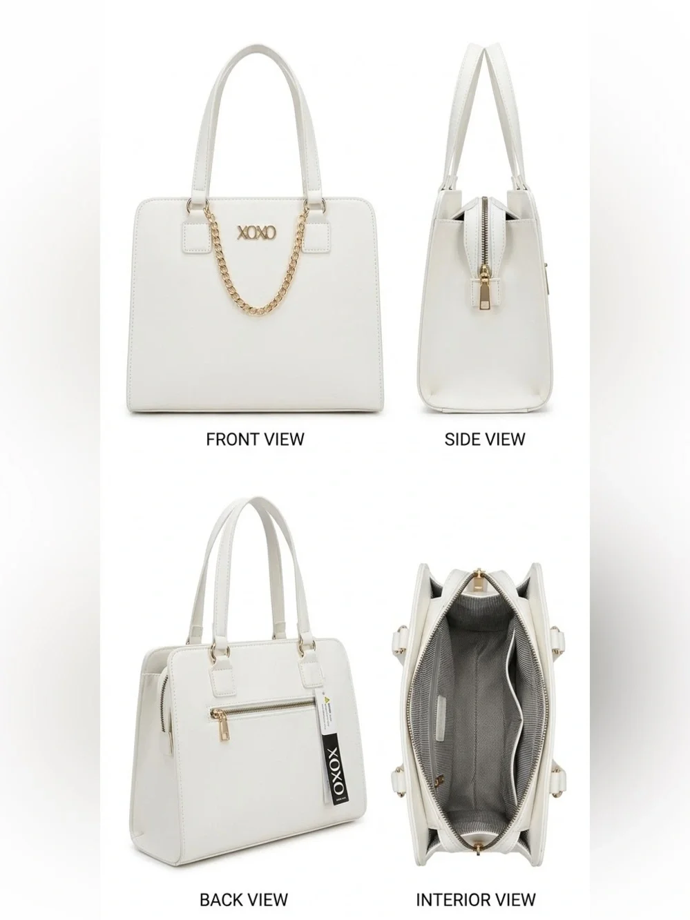 NWT XOXO White Structured Chain-Accent Tote